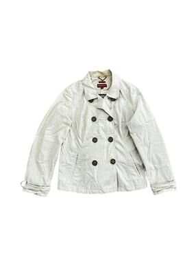 Merona Beige Trench Coat Belted Jacket Women Size XL Double Breasted Classic